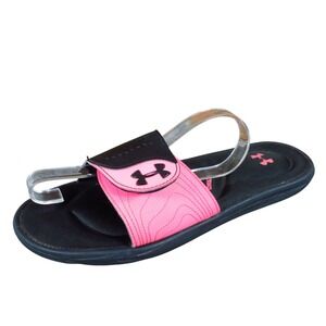 Under Armour Ignite IX Women Athletic Slide Sandals Size 11 Sport Black Pink